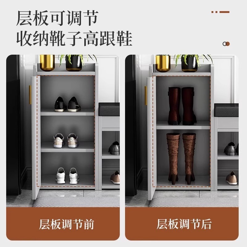 入户门口鞋柜收纳柜一体靠墙家用小窄穿鞋凳2025新款玄关可坐鞋架|undefined