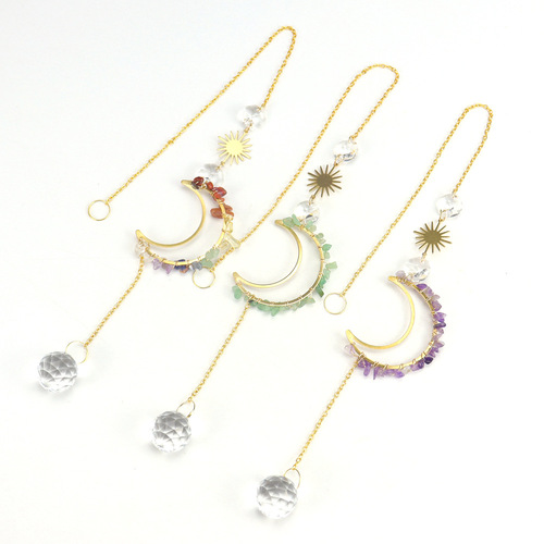 Tiktok Live Sun Catcher Moon Sun Crystal Pendant Lighting Pendant Decorative Chandelier Accessories T04