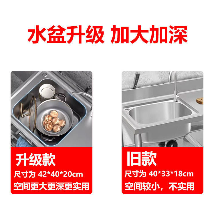 不锈钢水槽台面一体厨房洗手盆带支架洗碗池大单水槽家用洗菜盆双|undefined