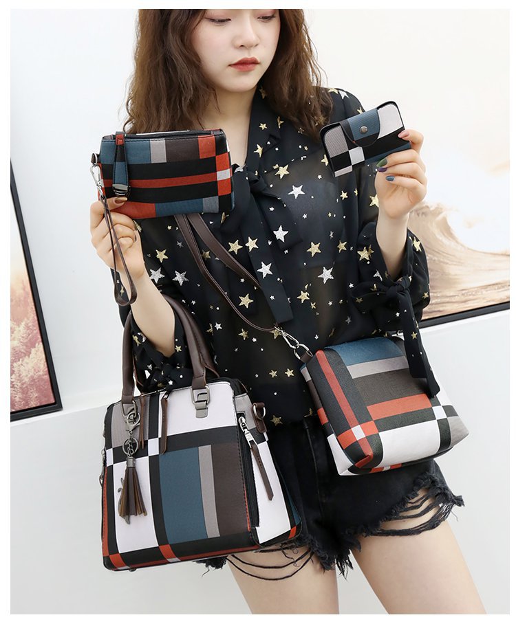 New style four-piece handbag set, European and American handbag, women's trend single-shoulder cross-border wholesale, women's bag consignment, crossbody bag Item Picture