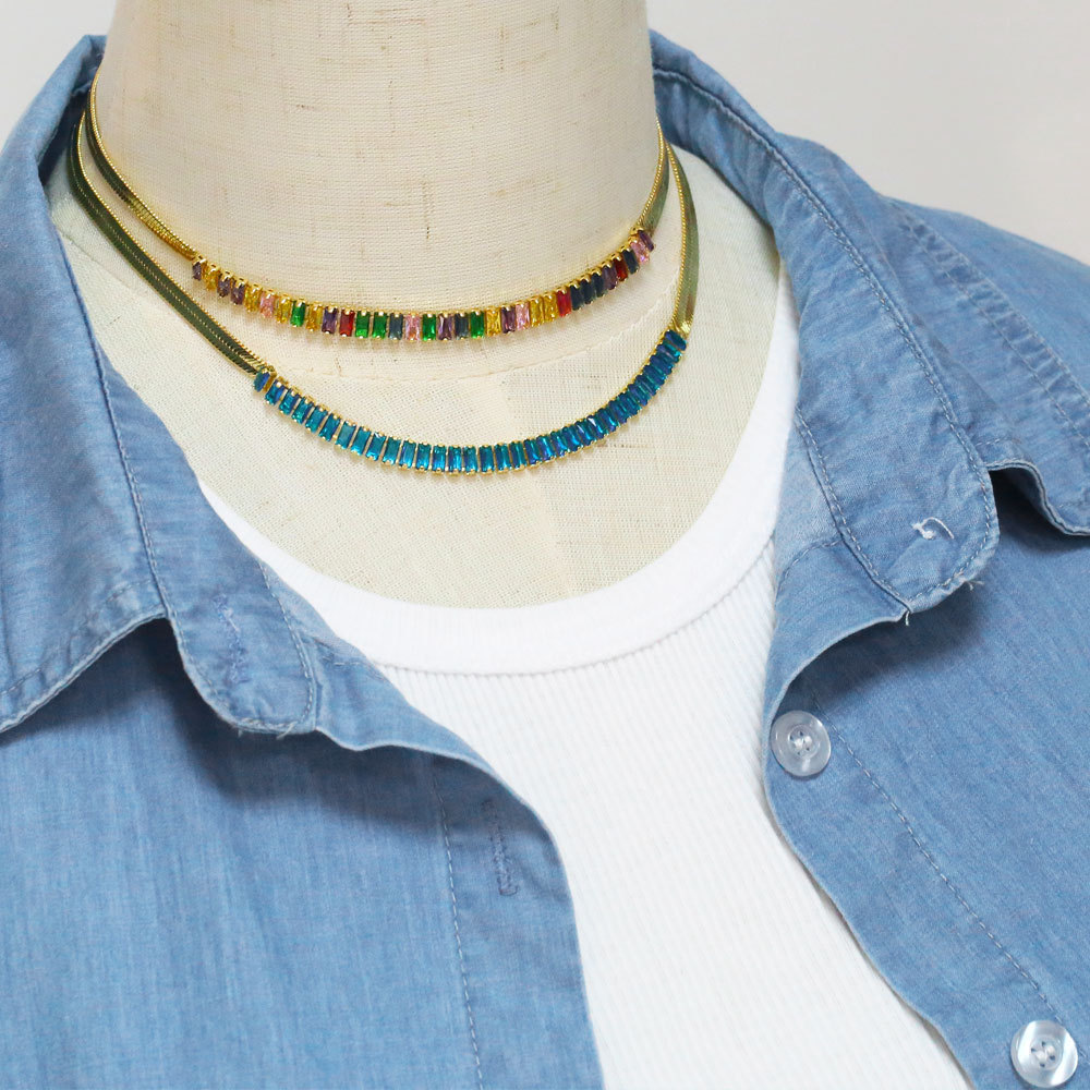 Fashion Copper Geometric Pattern Necklace Daily Zircon Copper Necklaces