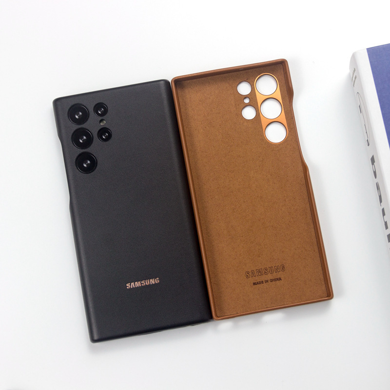 For Samsung S23 phone case S24ULTRA metal fine hole NOTE20ULTRA all-inclusive leather protective case