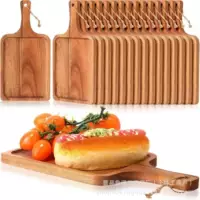 Деревянная тарелка для фруктов и закусок из акации, кухонная разделочная доска с ручкой, поднос для хлеба и завтрака из массива дерева для дома