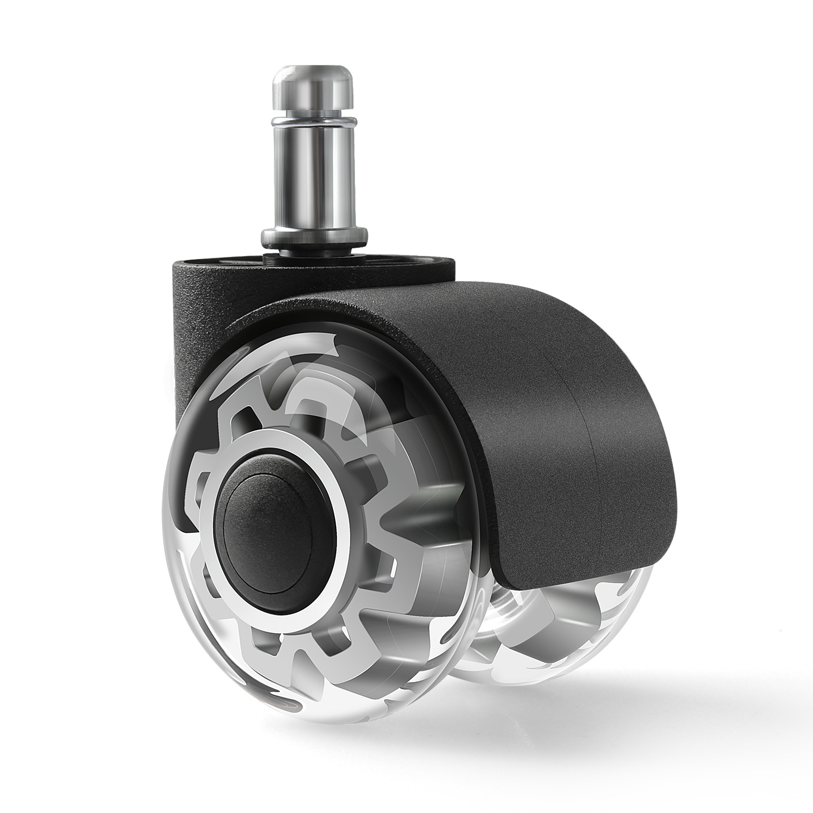 2inch 투명 이중 휠 회색 코어 기어 검정색(컵 포함)