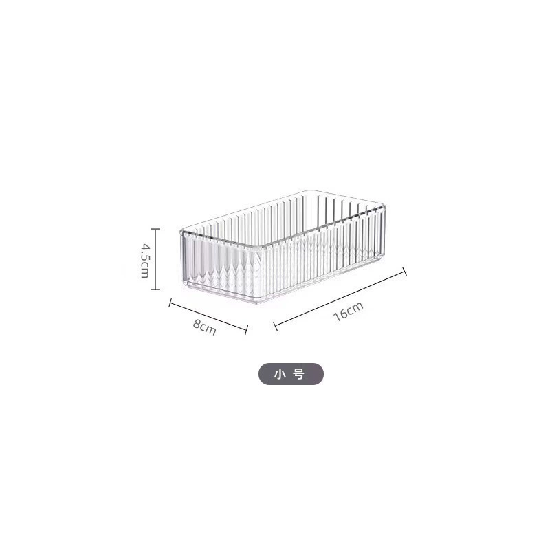 Table Storage Box, PET Striped Long Transparent Organizer — Extra Small to Large