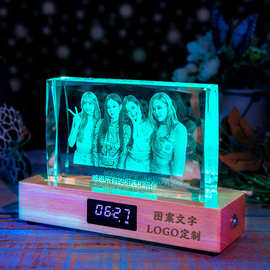 新婚礼物创意礼品摆件发光水晶实木蓝牙音乐盒闺蜜朋友周年纪念