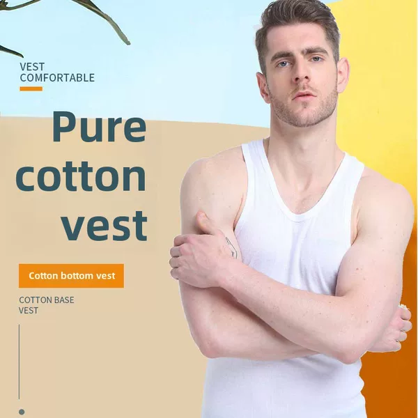 100% Pure Cotton Men's Tank Top, Youth Slim-Fit Stretchy Base Layer Sports Undershirt, Men's Pure Cotton Tank Top