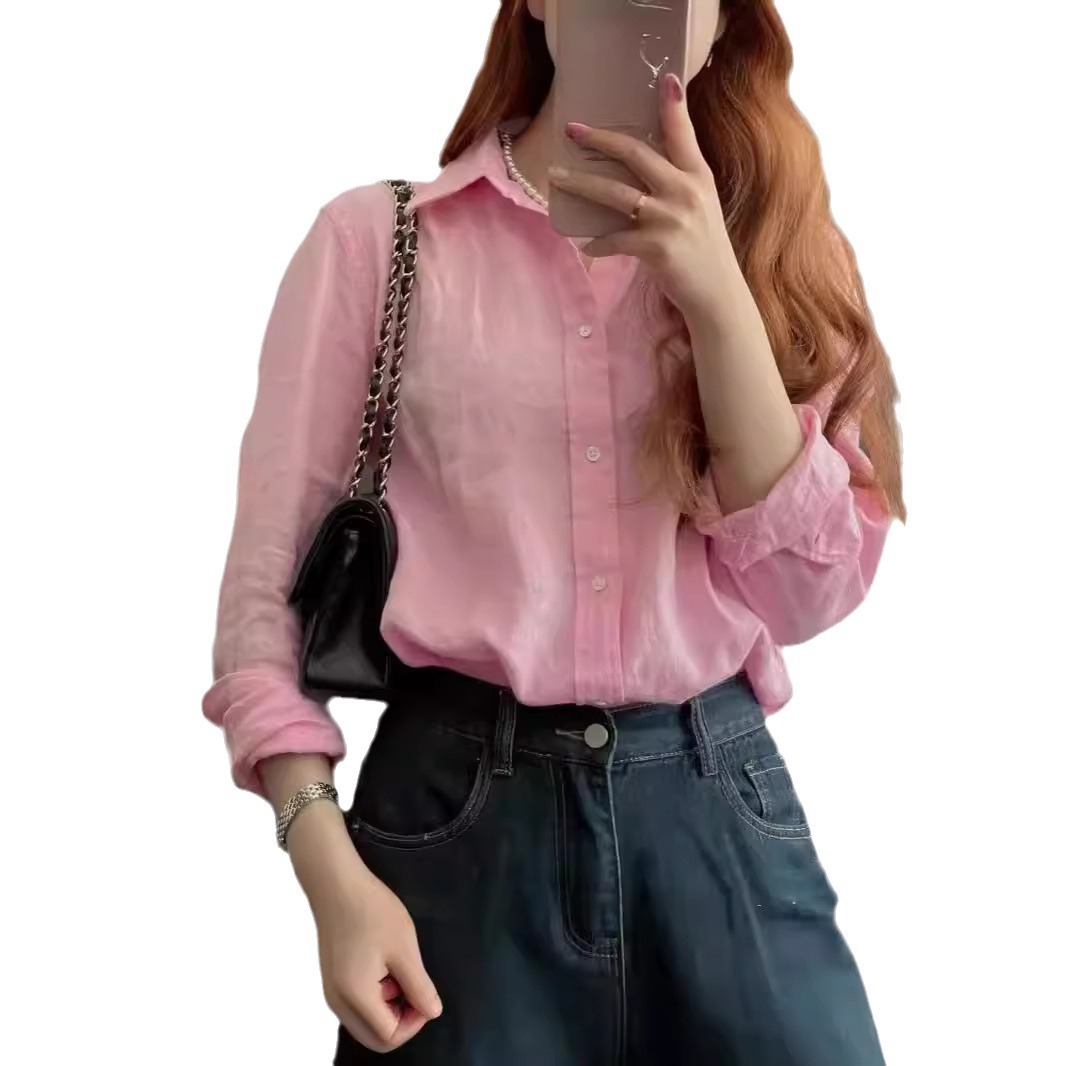 現物r1高バージョンラフリネンシャツ夏の日焼け止め女性コート馬標刺繍綿麻女性シャツ