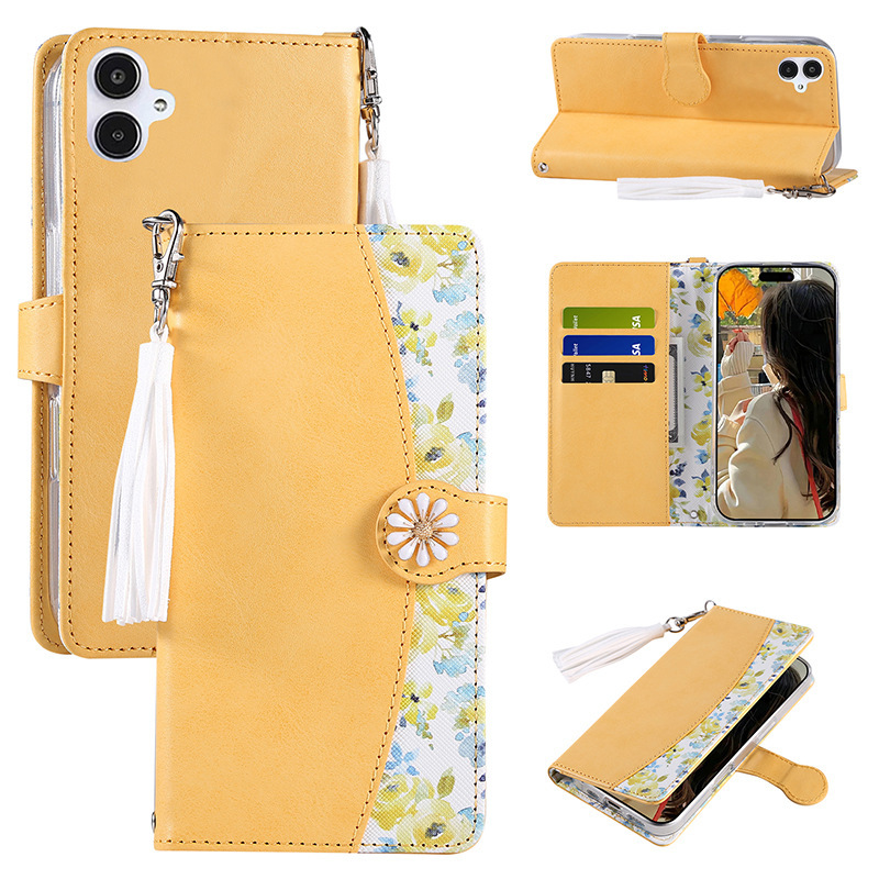Suitable for Samsung Galaxy S23 Fe Phone Case A51 Japanese and Korean Tassel Style A25 5g Anti-Fall Phone Leather Case