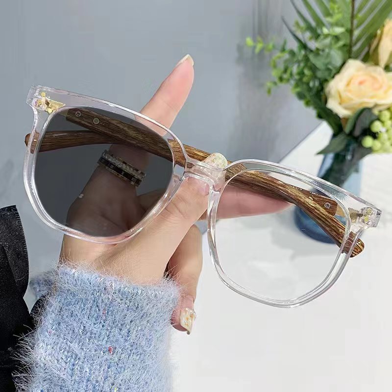 gris personalizado nuevo ligno protector de la cara gafas de luz azul retrógrado gran marco gafas de moda casual