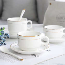 欧式陶瓷咖啡杯套装小奢华金边陶瓷奶茶杯酒店美式咖啡杯可