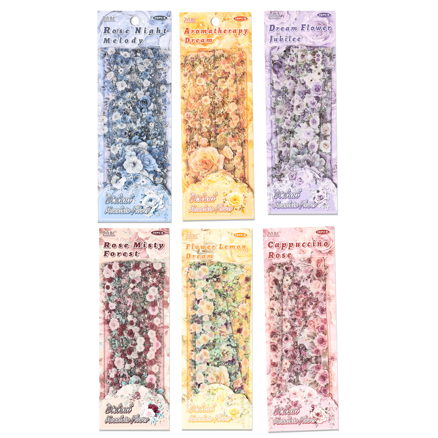 Yuanshan Huadai Series Pet transparente flor impermeable etiqueta de cuenta manual etiqueta de material de decoración de cuenta manual de bricolaje transfronterizo