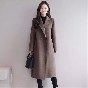 Autumn and Winter New Dragon and Phoenix Wool Coat Women's Mid-length Over-the-knee Loose Slimming High-end Popular Wool Coat for Women