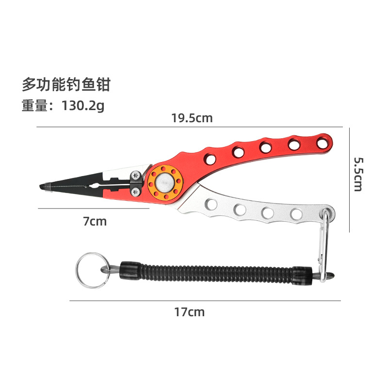 Alicates de pesca de aleación de aluminio alicates de luya larga boca de acero de tungsteno línea de pesca tijeras señuelo er gancho de bucle abierto herramienta de selección para la pesca