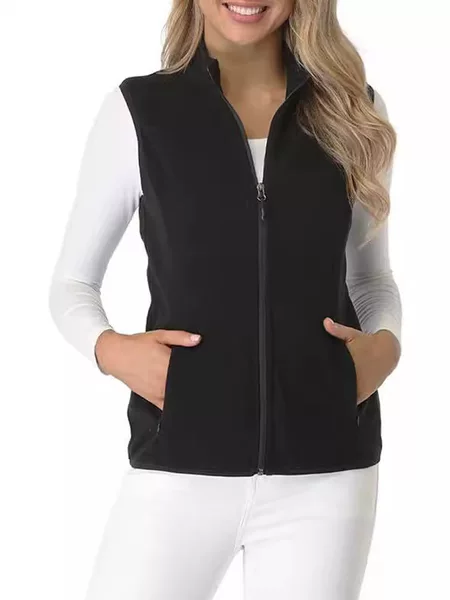 2026 Cross-Border European and American Autumn and Winter Foreign Trade Women's Clothing Fleece Vest Soft Sleeveless Jacket Stand Collar Fleece Vest