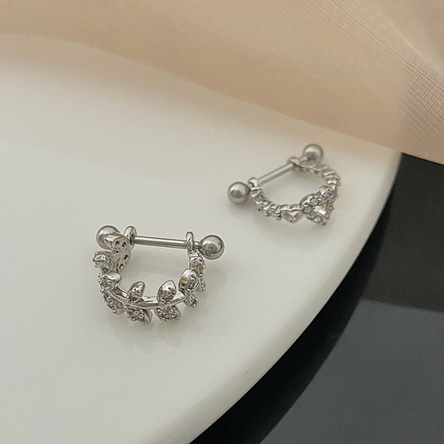 Screw earrings, new trendy love earrings, niche design, simple ear bone nails, trendy ear buckles, light luxury earrings for women