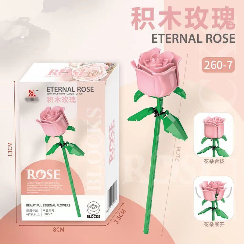 Bloques de construcción de rosas transfronterizos compatibles con ramo de Lego flor eterna rosa girasol Tulipán juguete ensamblado