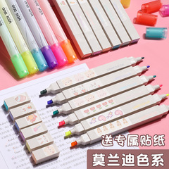 Fluorescent Marker Set with Morandi Colors, Dual-Head Fluorescent Highlighter Pens, Colored Student Highlighter Set