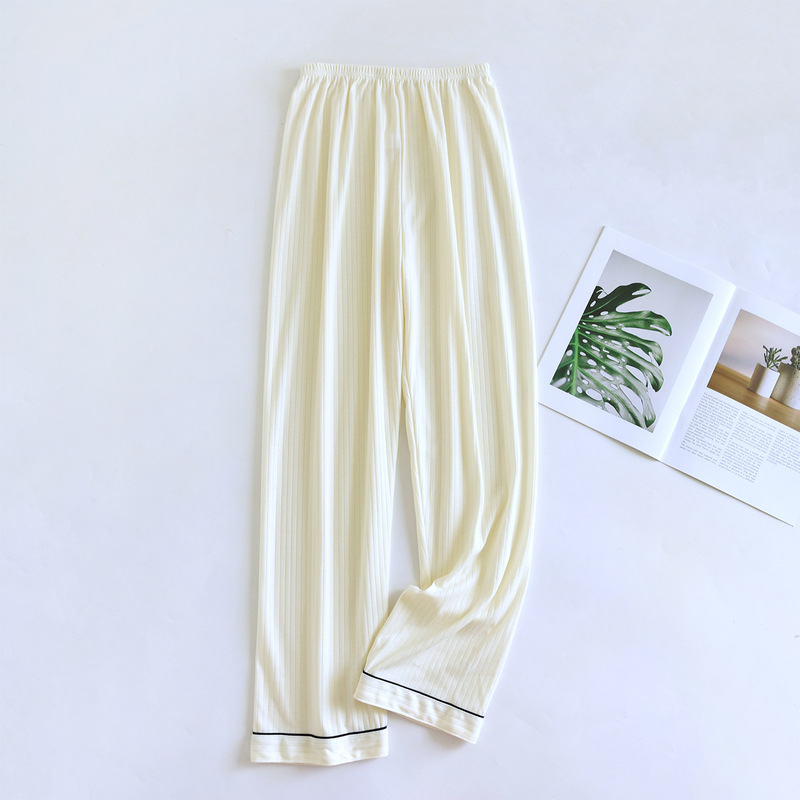 Women's Pure Cotton Sleep Pants, Long Pants, Summer Loose Fit, Solid Color Striped Casual Straight-Leg Pants, Suitable for Walking Outdoors, Home Pants Women's Pure Cotton Sleep Pants, Long Pants, Summer Loose Fit, Solid Color Striped Casual Straight-Leg Pants, Suitable for Walking Outdoors, Home Pants