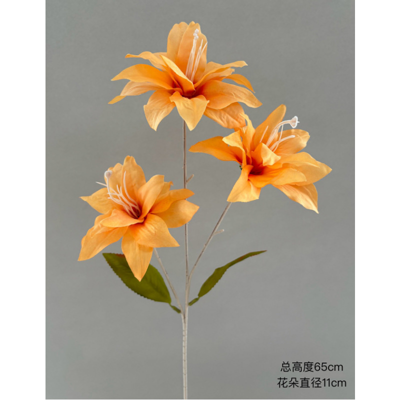 Flor simulada 3 cabezas lirio rosa lirio rojo accesorios de boda boda decoración al aire libre flor de seda camino tira de flores