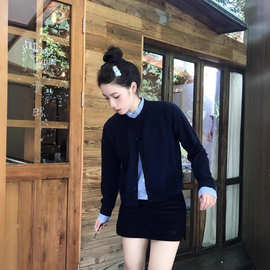 高级感假两件衬衫领毛衣女装秋季韩系慵懒风宽松休闲显瘦百搭上衣