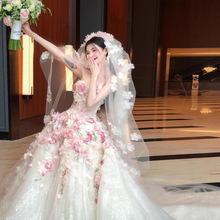 法式主婚纱礼服新娘2025新款小个子在逃公主豪华重工感出门纱