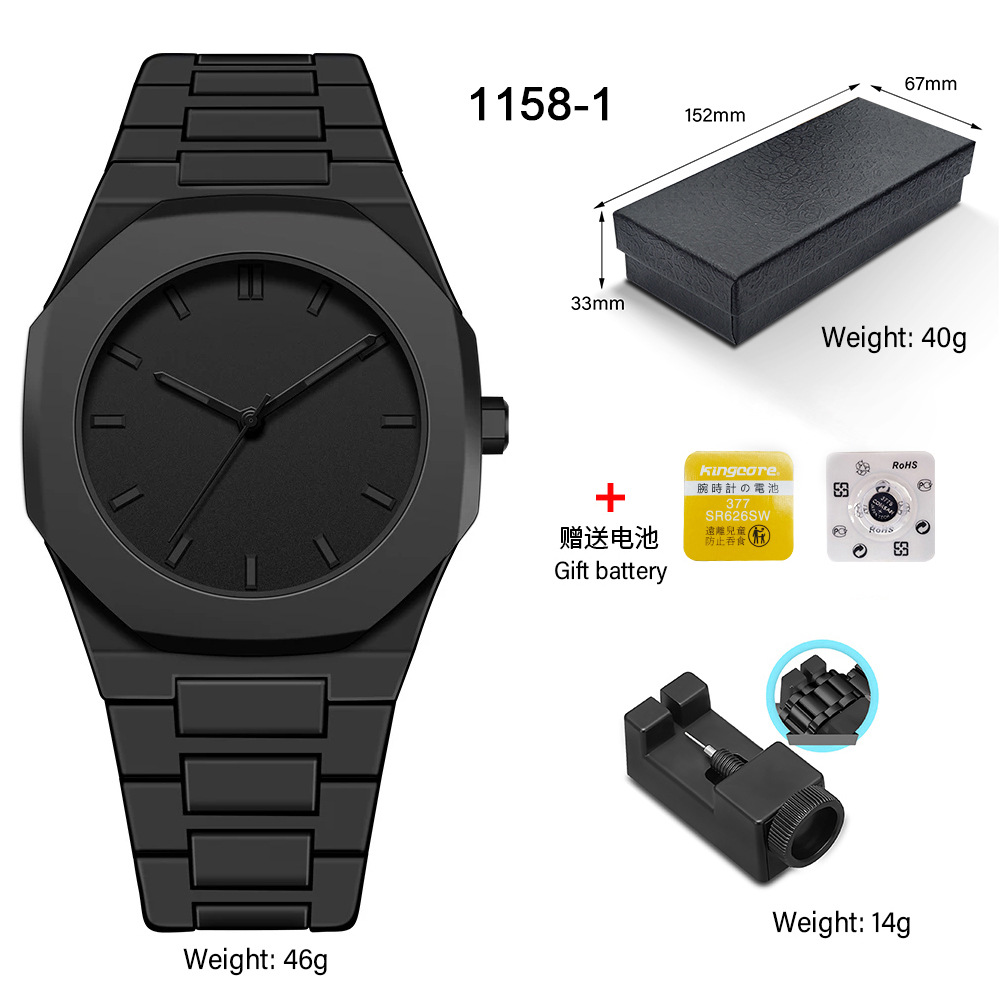 Classic Men's Watch Plastic Particle Strap Business Exquisite Waterproof Cross-Border Matte Oil Quartz Watch Fashion
