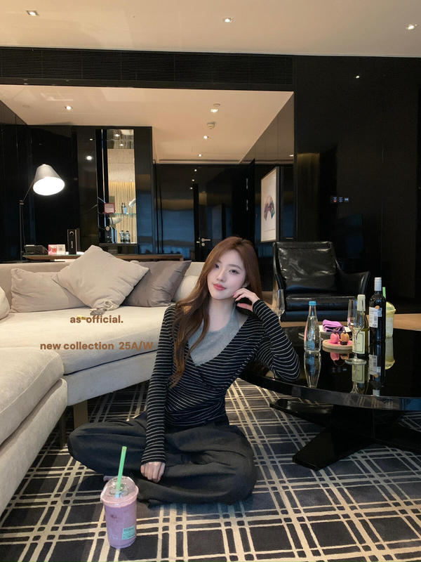 不费力叠穿25秋季按头安利撞色舒适感满满T恤女 条纹假两件针织衫|undefined