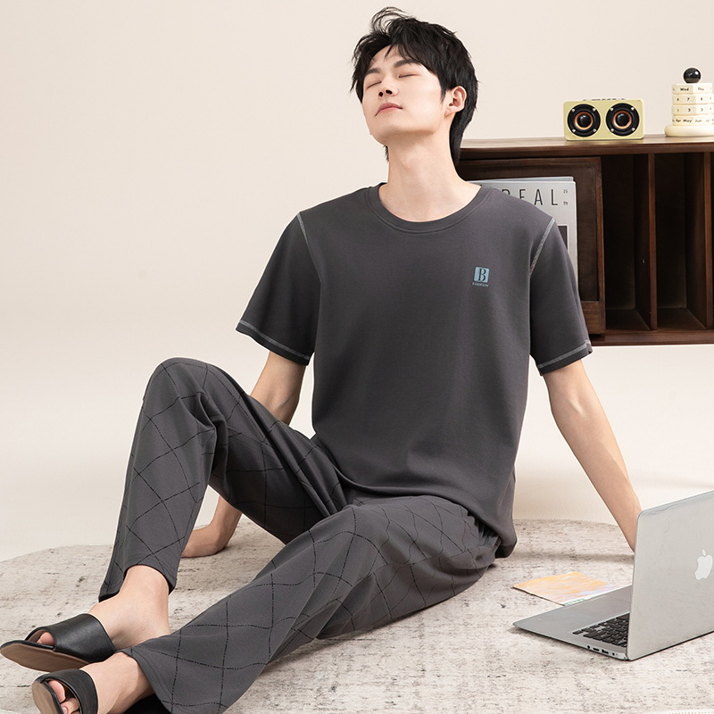 Pijamas de verano de algodón para hombres pantalones de manga corta delgados 2025 nuevo algodón de verano chaqueta se puede usar en casa