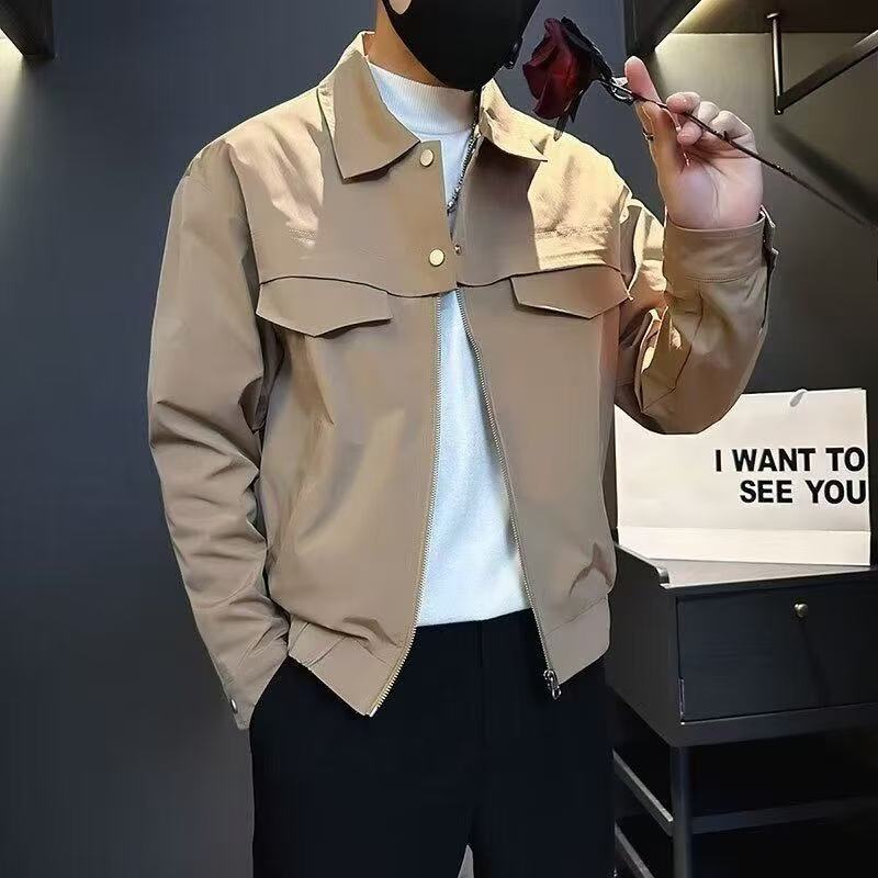 飞行员工装夹克男高级感潮牌痞帅翻领外套男士春秋季休闲百搭上衣