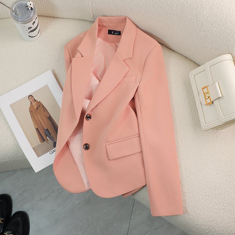 Light Pink Small Suit Jacket Women's 2024 Autumn New Slim-fit Small Short Elegant Casual Suit Top