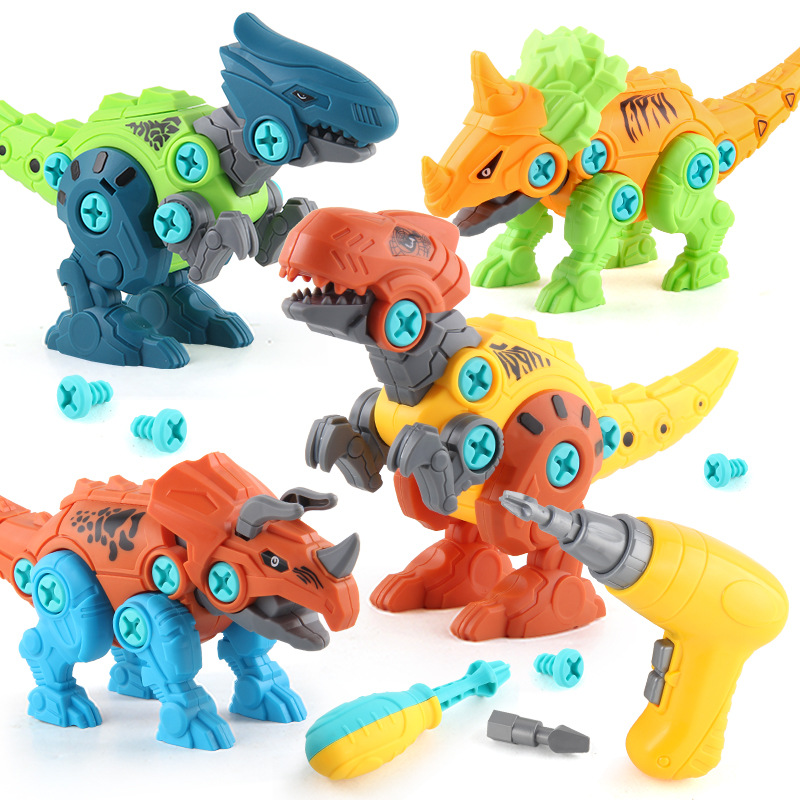 Niños transfronterizos DIY desmontaje dinosaurio juguete eléctrico tornillo montaje dinosaurio desmontaje tuerca Ciencia y Educación traje
