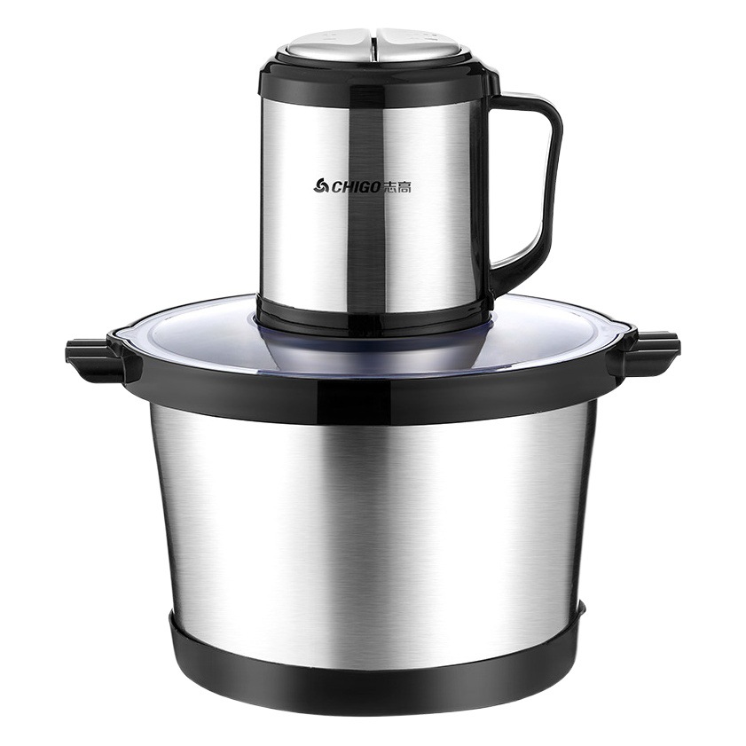 Picadora de carne Chigo de 5L de gran capacidad, comercial, multifuncional, eléctrica de alta potencia, de acero inoxidable para picar carne, moler chile, triturar ajo y verduras
