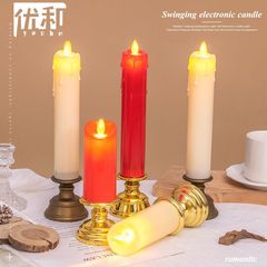 メーカー直販led電子ろうそく赤お祝い家庭用燭台灯シミュレーションろうそく置物道具ろうそく