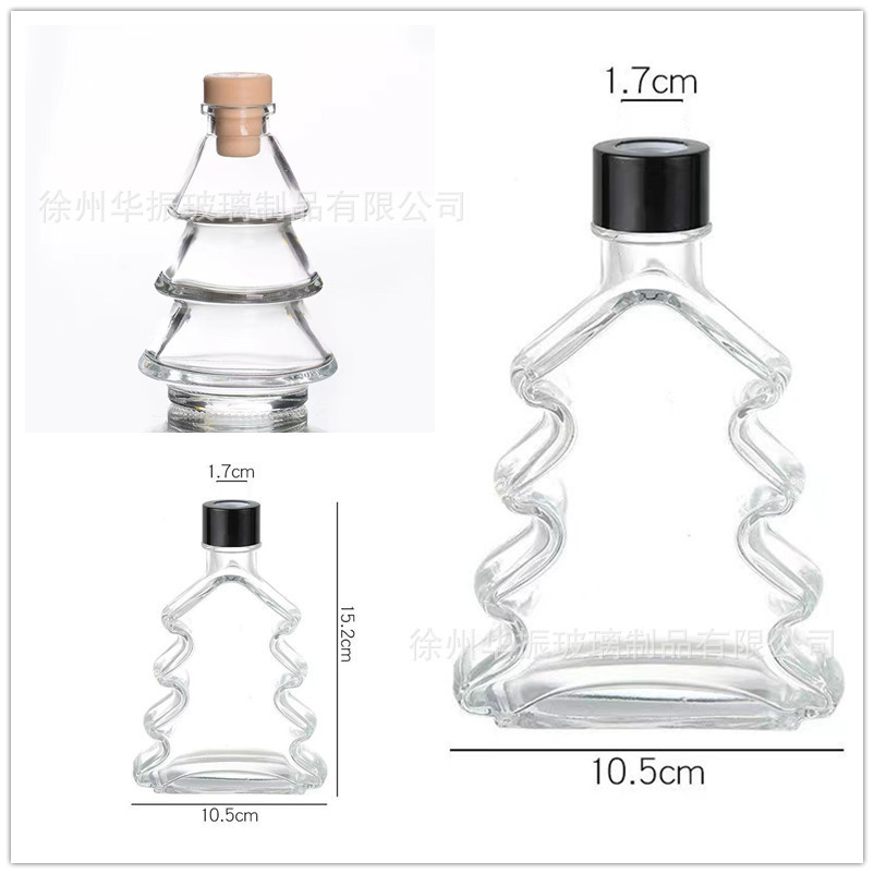 Regalos decorativos de árbol de Navidad en stock, botella de expansión de vidrio para el hogar, botella de incienso de baño de dormitorio, botella de vino de frutas y flores secas de ratán