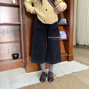 【You Think】十三行通勤复古立体口袋设计感直筒百搭八分牛仔裤-阿里巴巴