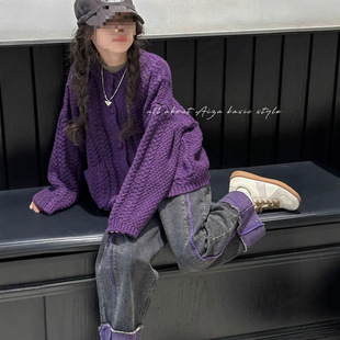 South Korea children's clothing girls sweater children's clothing autumn and winter 2024 new western style fashionable children's spring and autumn knitted cardigan