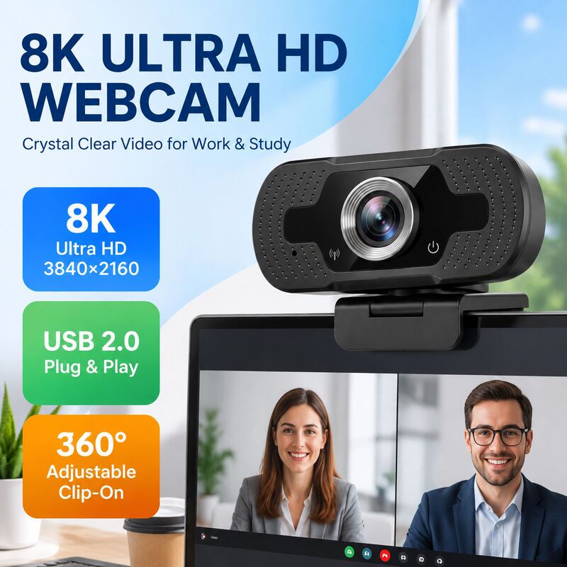 USB HD Computer Camera 2.0 Megapixels Driver-Free with Microphone Clip-on for Live Streaming and Online Classes USB HD Computer Camera 2.0 Megapixels Driver-Free with Microphone Clip-on for Live Streaming and Online Classes