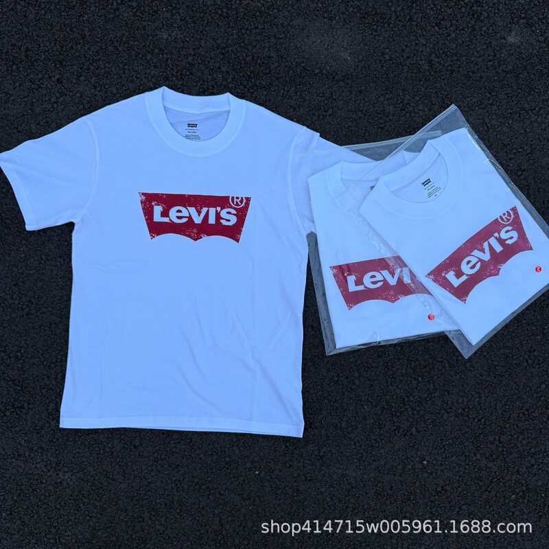 Li Wei's couple's American-style printed logo fashion loose-fit pure cotton round-neck short-sleeve T-shirt Li Wei's couple's American-style printed logo fashion loose-fit pure cotton round-neck short-sleeve T-shirt