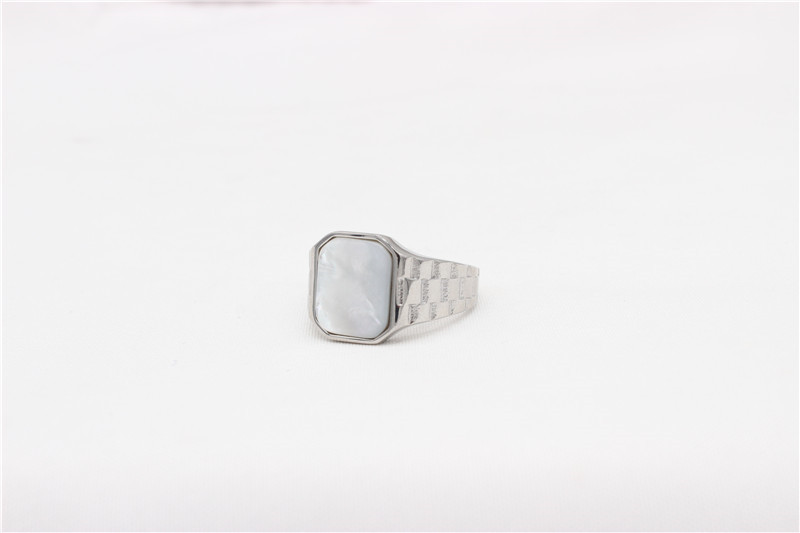 16g Weight Natural Stone, Shell Inlay Material Rings Classification 11, 12, 7 Ring Size 1 Piece Quantity Holiday, Daily Occasion Titanium Steel Material Rectangle Pattern Men's Gender Inlay Design Casual, Simple Style Style Casual Simple Style Rectangle Titanium Steel Inlay Natural Stone Shell Men's Rings 6