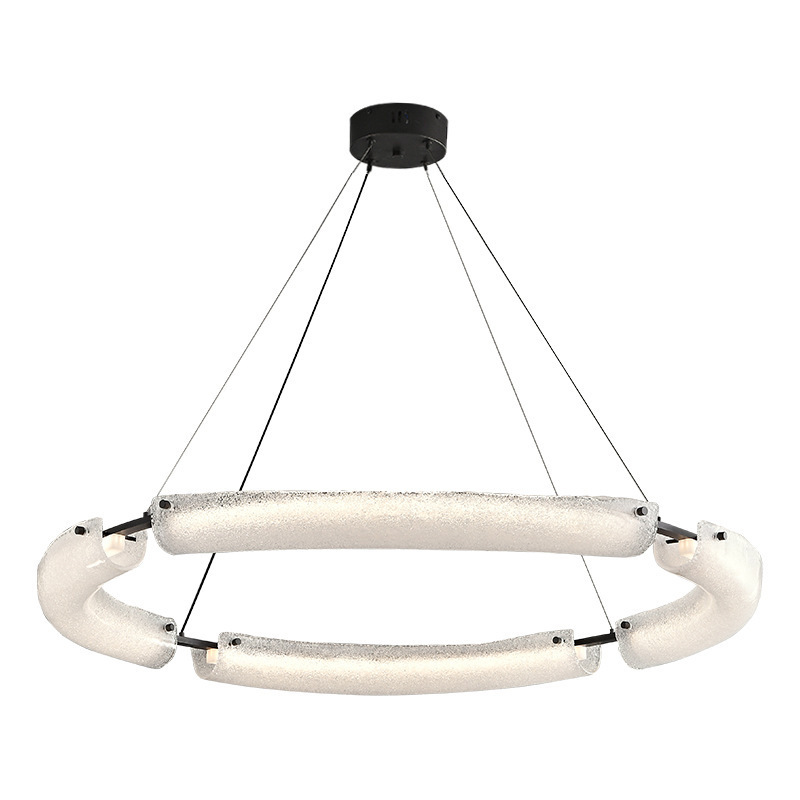 Italiano minimalista de alta gama atmósfera lámpara de sala de estar diseñador nórdico vidrio esmaltado comedor dormitorio anillo LED lámpara