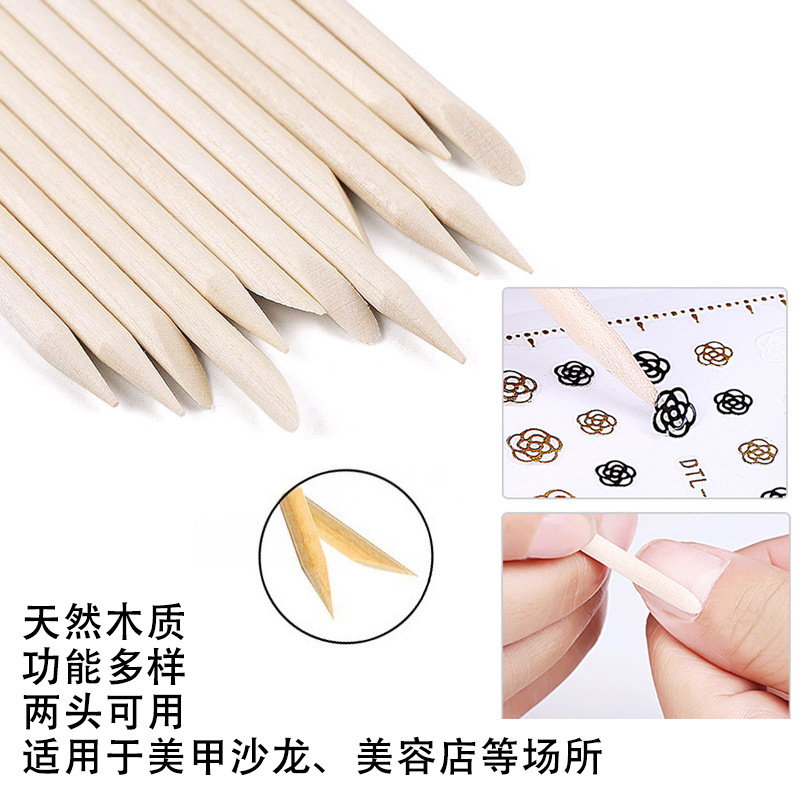 Manicure naranja punto de perforación palo de piel muerta empuje belleza palo de madera una punta una inclinación para quitar las uñas pequeño palo de madera herramientas de manicure al por mayor