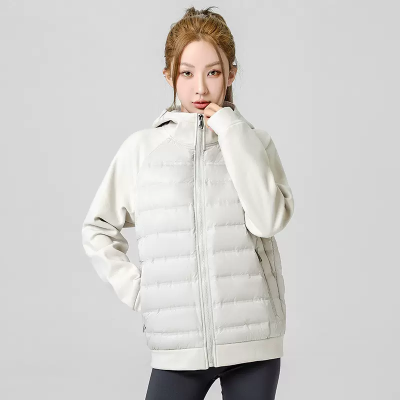 90白鸭绒轻薄羽绒服女拼接立领户外运动瑜伽服新款短外套lulu同款