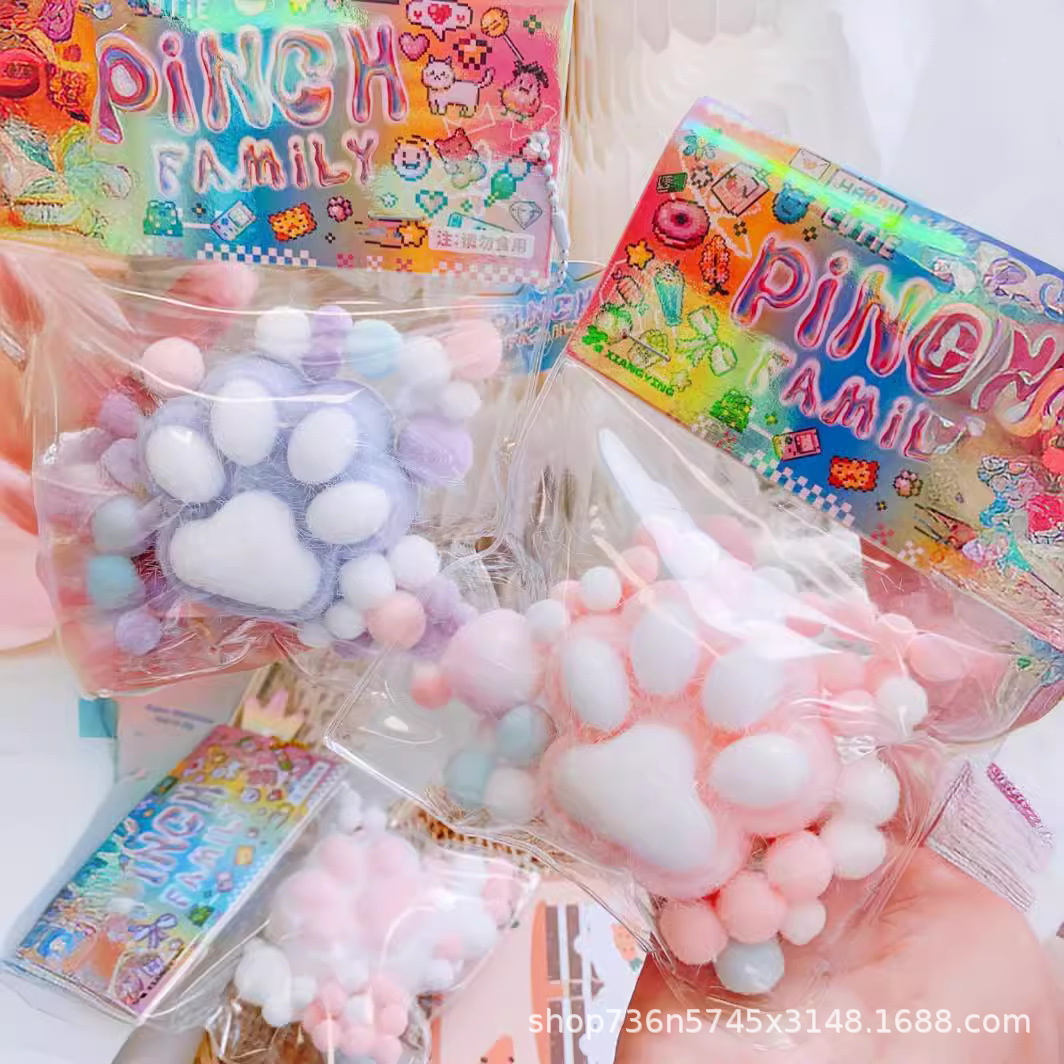 Pinch pinch pastel descompresible peluche gato garra caja ciega bolsa ciega rebote lento alivio de presión juguetes puestos
