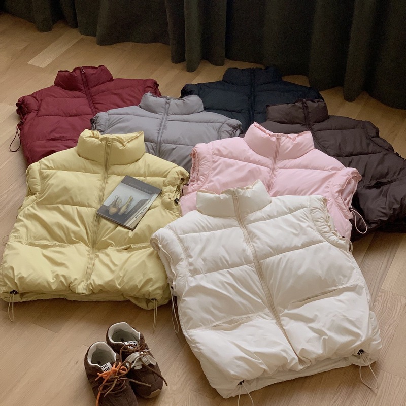 2025 otoño y invierno nuevos productos de algodón de cuello vertical chaleco de mujer corto color caramelo de mujer chaleco de algodón coreano sin mangas hombros de algodón image 1