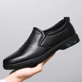 猎人红蚂蚁皮鞋男士商务休闲透气软底软面一脚蹬中年工作耐磨男鞋