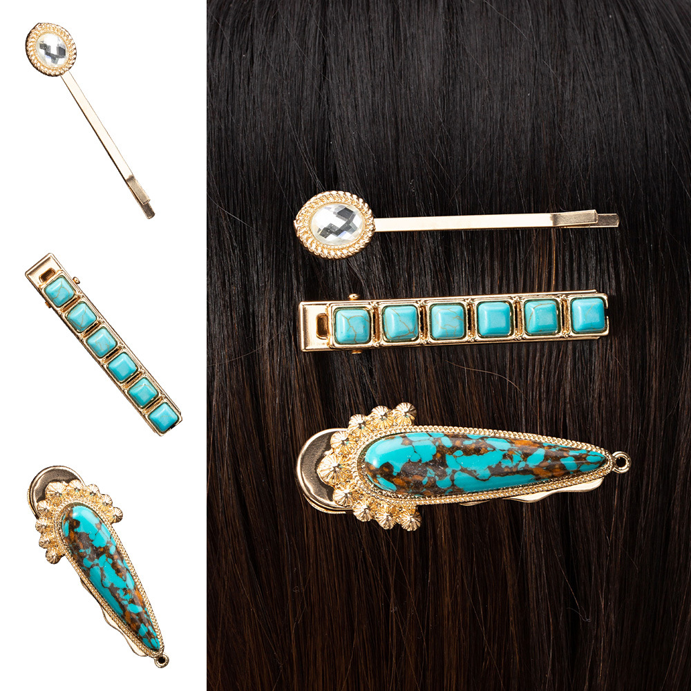 Women's Casual Retro Geometric Alloy Turquoise Plating Hair Clip display picture 2