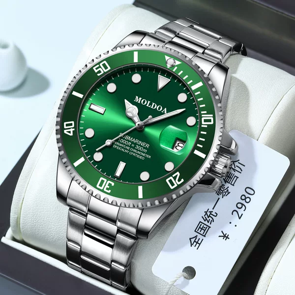 Moldo Green Water Ghost Imitation Mechanical Watch Hollow Watch Men's Luminous Calendar Waterproof Kuaishou Douyin Dropshipping