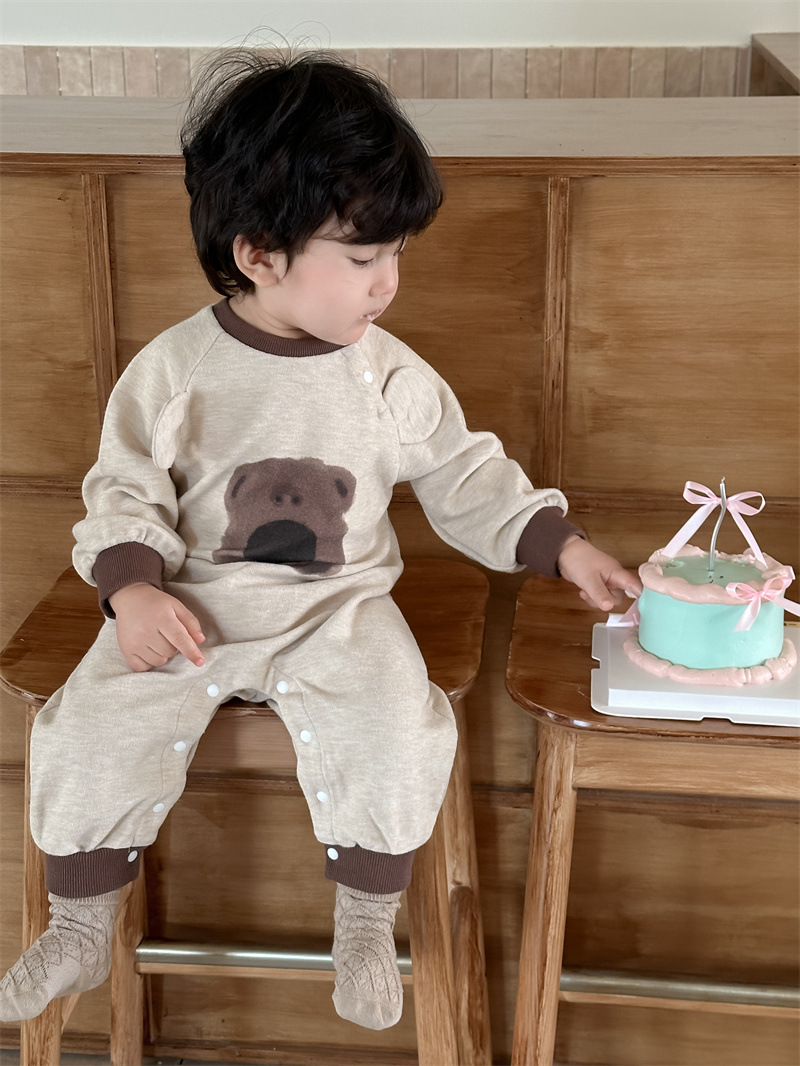 Ropa de bebé de otoño bolsa de bebés 2024 ropa de otoño ropa infantil coreana ropa de bebés cabeza de oso unido chaqueta