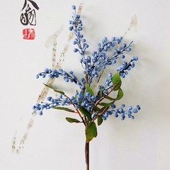 小單枝8頭手感葉情人豆果枝 仿真花假花家居花藝裝飾婚慶手工diy